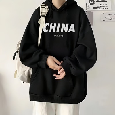 国潮连帽卫衣男士春秋2025新款上衣服青少年潮牌潮流学生重磅外套