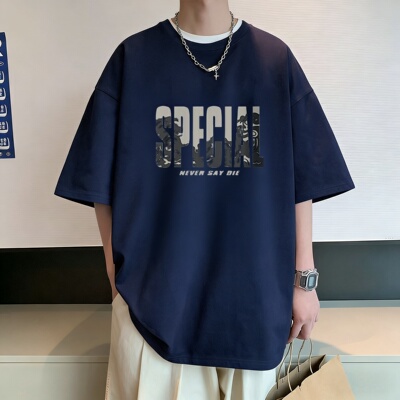 短袖t恤男夏季2026新款潮流宽松圆领半袖上衣字母印花潮牌体恤衫