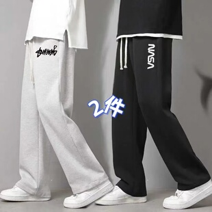 美式 春夏2025新款 男士 子 宽松男款 运动百搭休闲裤 阔腿长裤 直筒卫裤