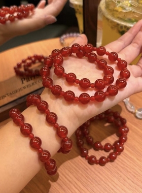 天然赵露思同款红玛瑙手串女款本命年上岸转运珠手链女款串珠水晶