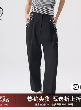 TCH潮牌轻奢2025秋季新款新烫钻时尚简约设计休闲长裤T72A206001
