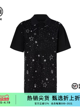 TCH烫钻时尚polo领气质短袖T恤女2025夏新款气质舒适T75B10B1059