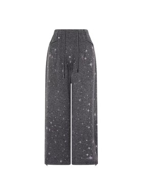 【侯允儿限定】TCH格调灰星星烫钻加厚慵懒风阔腿裤女T75D20E1156