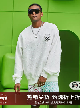 TCH轻奢潮牌卫衣套头烫钻新款个性宽松圆领上衣T69B116012