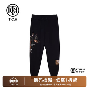 TCH潮牌大C杜宾犬绣标黑色休闲长裤商场同款T213206049