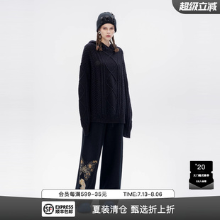 TCH美式 复古潮牌休闲麻花连帽毛衣针织衫 男女同款 2025春秋新款