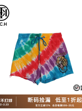 TCH潮牌潮牌大C短裤彩虹颜色烫钻时尚潮流卫裤T66A218108
