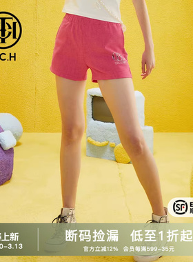 TCH烫钻字母水洗渐变休闲短裤2025夏季新款设计感舒适T69B216031