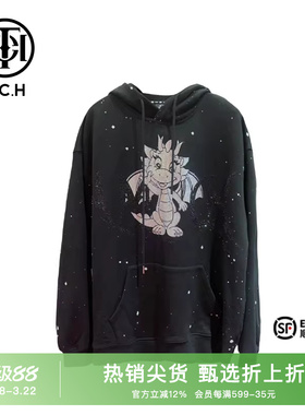 TCH烫钻时尚休闲个性连帽卫衣2025秋冬新款保暖设计感T69D126049