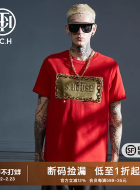 T.C.H/轻奢潮牌大C短袖T恤烫钻链条秋季男女商场同款T66A108021