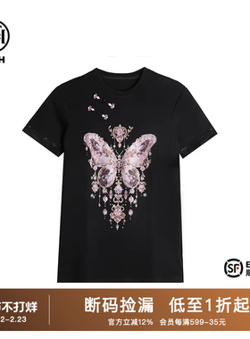 TCH潮牌秋夏新新中式显瘦气质黑色蝴蝶连衣裙T72B30E9011A