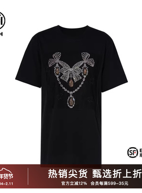 TCH烫钻时尚简约显瘦蝴蝶结T恤女2025秋季新款设计感T75C10B1032