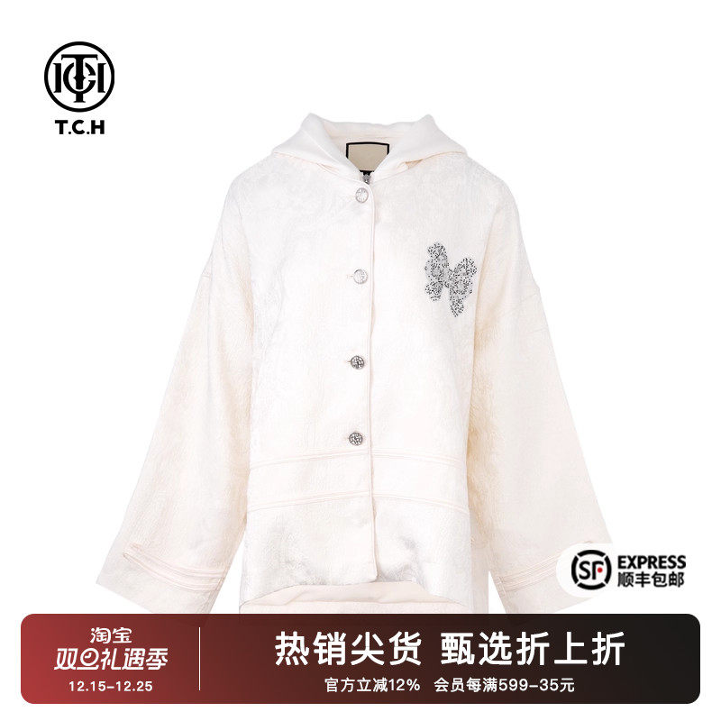 烫钻森女花纹设计感外套