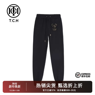 新款 2025秋季 T21120C3008 男女同款 TCH潮牌小闪电熊烫钻休闲长裤