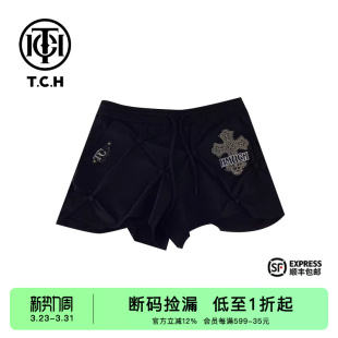 黑色短裤 潮流烫钻款 T69C21E6010 系列秋季 TCH潮牌2025新中式