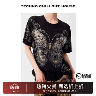 TCH潮牌烫钻短袖T恤男女个性时尚商场同款2025秋季新款T72C106026