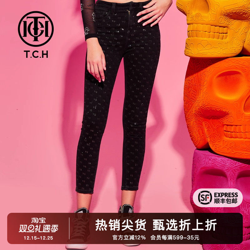 时尚满印烫钻显瘦休闲打底裤