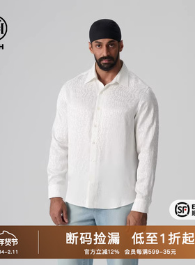 TCH潮牌2025春季新款宽松满印字母时尚白色衬衫T72A136003