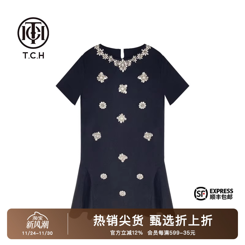 新中式重工烫钻气质时尚连衣裙