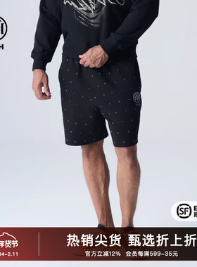 TCH潮牌2025夏季新款烫钻休闲宽松短裤男女同款T72B216015