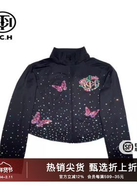 TCH潮牌新中式重工烫钻时尚黑色夏款立领防晒衫女T72B27E9019