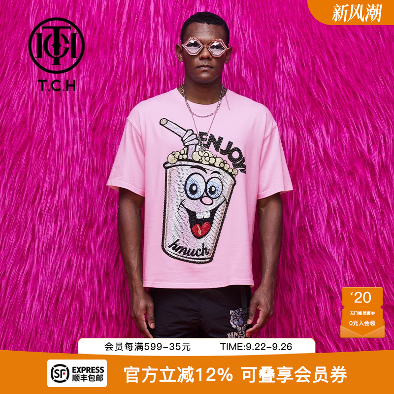 烫钻可乐卡通减龄简约短袖T恤