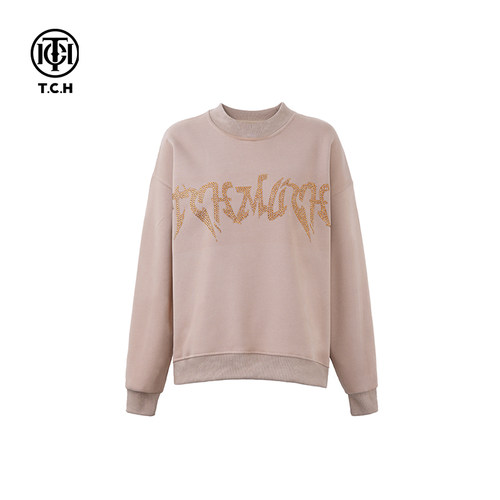 TCH潮牌字母翅膀烫钻卫衣