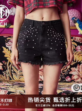 TCH满天星辰烫钻牛仔休闲短裤2025春秋新款小众设计感T66A218106