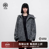 新款 时尚 个性 TCH字母烫钻设计感连帽外套2025夏季 显瘦斜拉链开衫