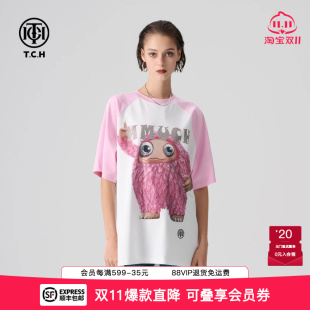 T恤男女同款 烫钻卡通宽松短袖 T72B106150 新款 TCH潮牌2025夏季