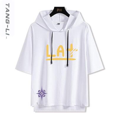hololive拉普拉斯vtuber动漫周边cos同款连帽短袖T恤夏季学生衣服