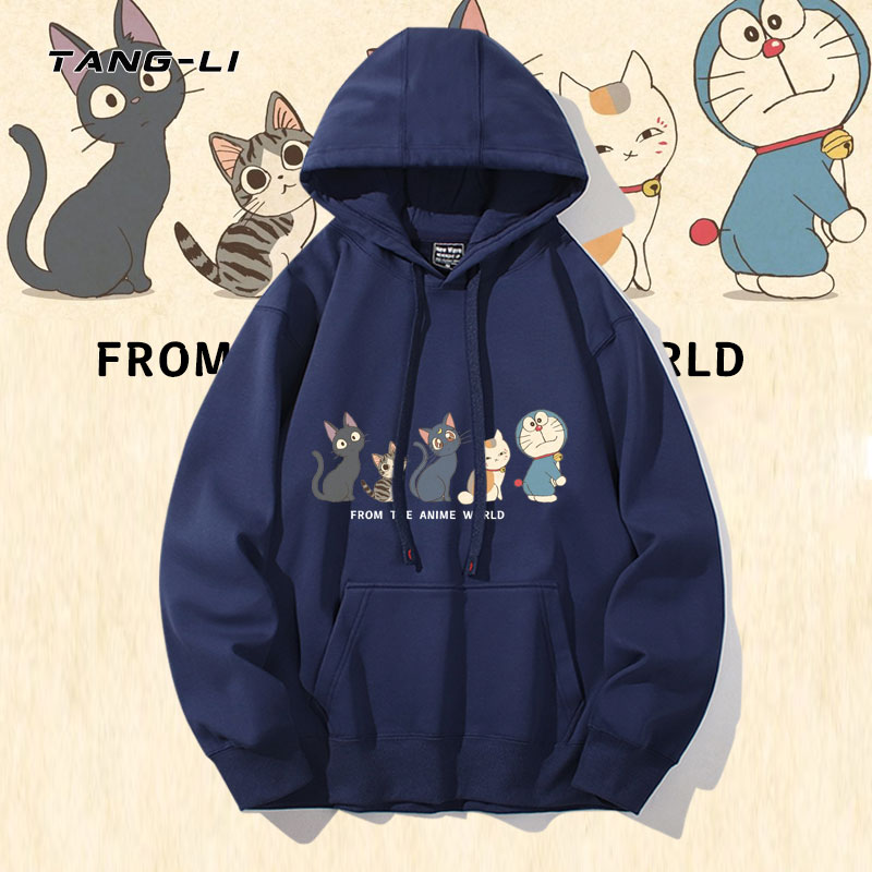 哆啦A梦联名夏目友人帐连帽卫衣