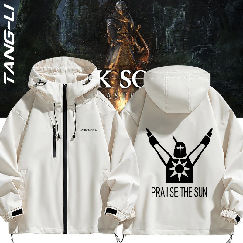 潮牌情侣款连帽夹克黑暗之魂3黑魂3pc游戏周边连帽宽松三合一外套