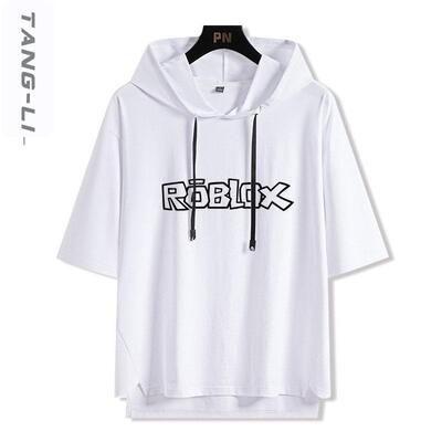 2026款夏季连帽短袖T恤游戏动漫周边ROBLOX虚拟世界男生宽松半袖