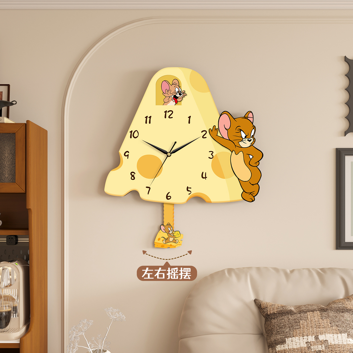 可爱卡通钟表卡通餐厅免打孔挂表