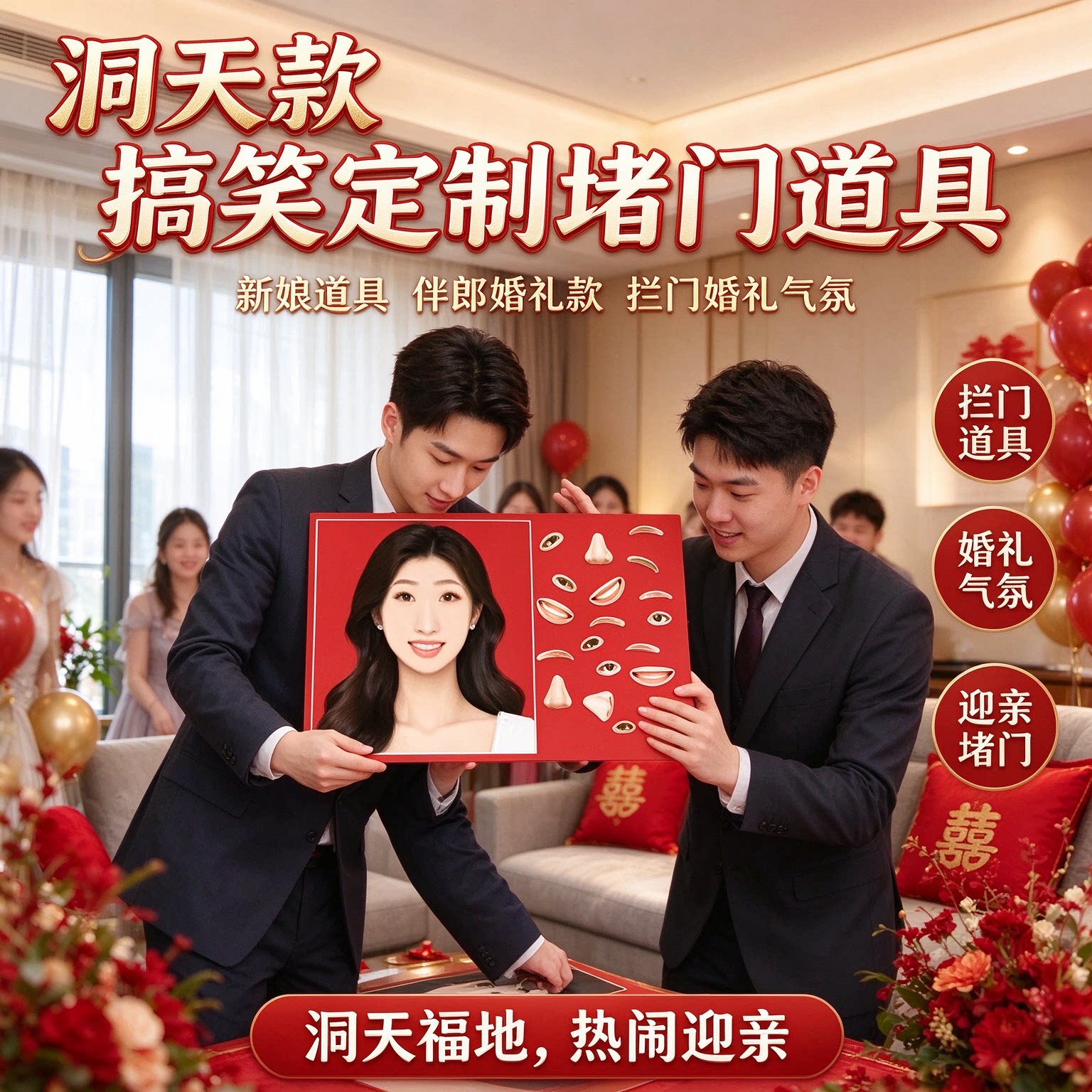 搞笑定制堵门道具新娘道具伴郎婚礼款拦门婚礼气氛迎亲堵门套装款