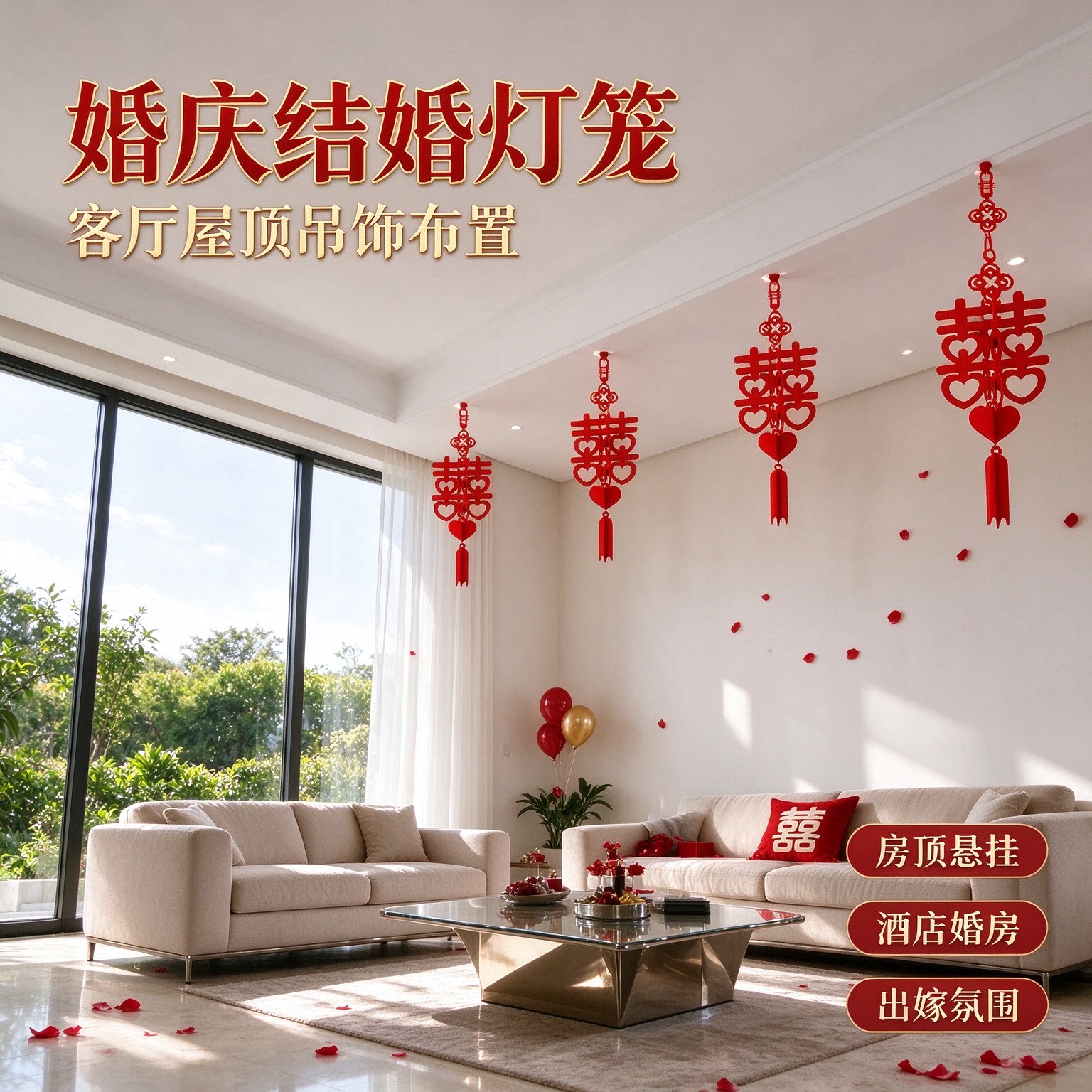 婚庆结婚灯笼客厅吊顶装饰屋顶吊饰全屋布置酒店婚房男方女方出嫁