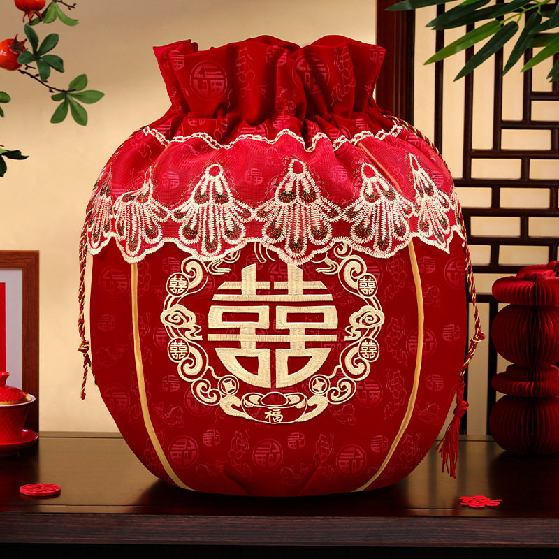 结婚聚宝盆袋喜盆红色包裹布新娘女方娘家陪嫁包袱皮婚庆用品大全