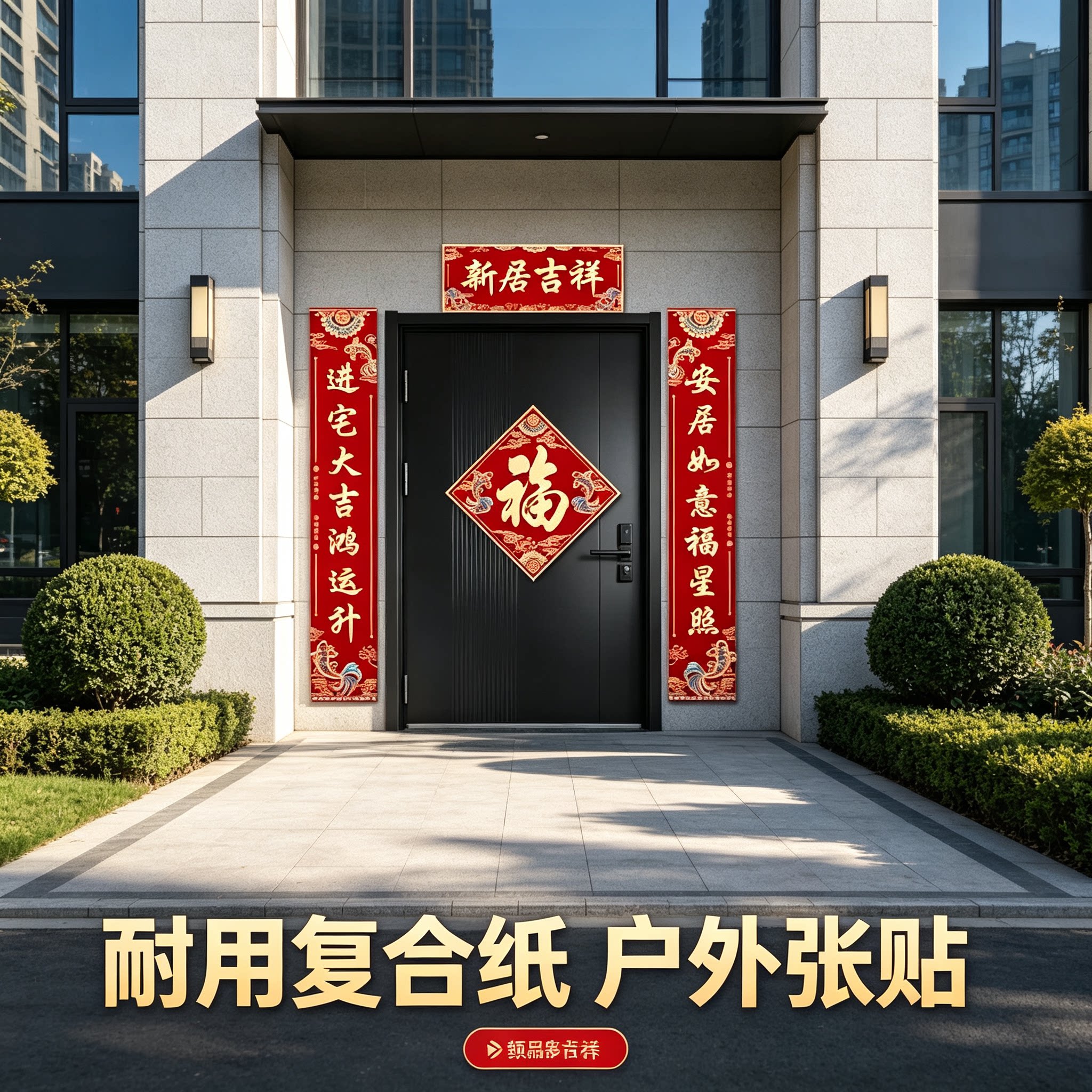 乔迁新居对联门上贴2026新款撕不烂新房入宅搬家仪式装饰门贴