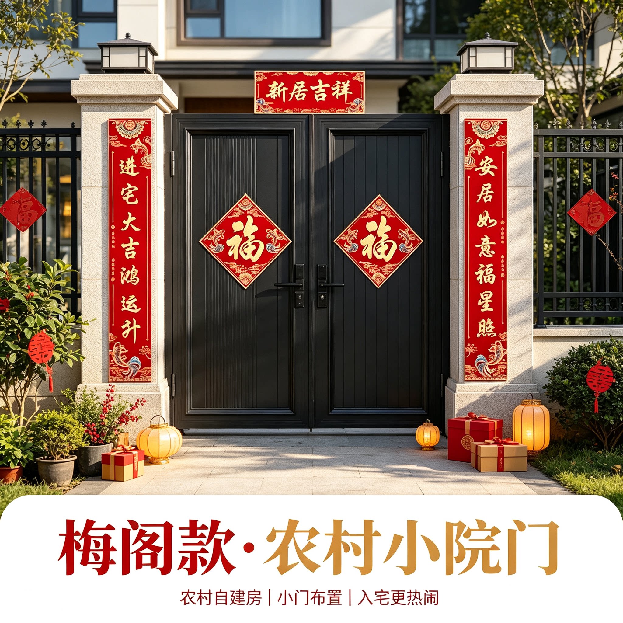 单开门入户小对联农村自建房大门小尺寸一整套迁新居入宅仪式门贴
