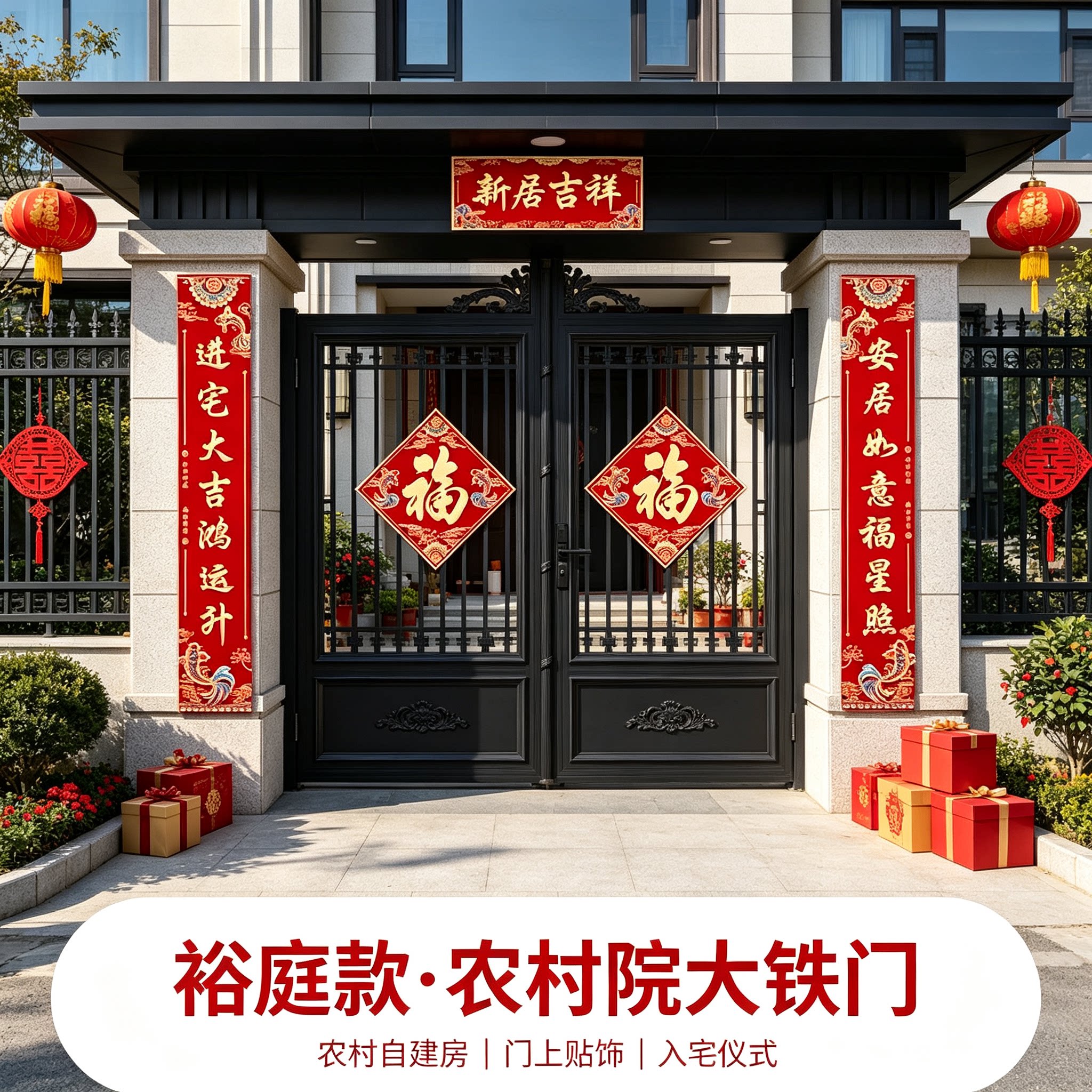 乔迁布置对联农村自建房门上贴大尺寸一套搞定迁新居入宅仪式用品