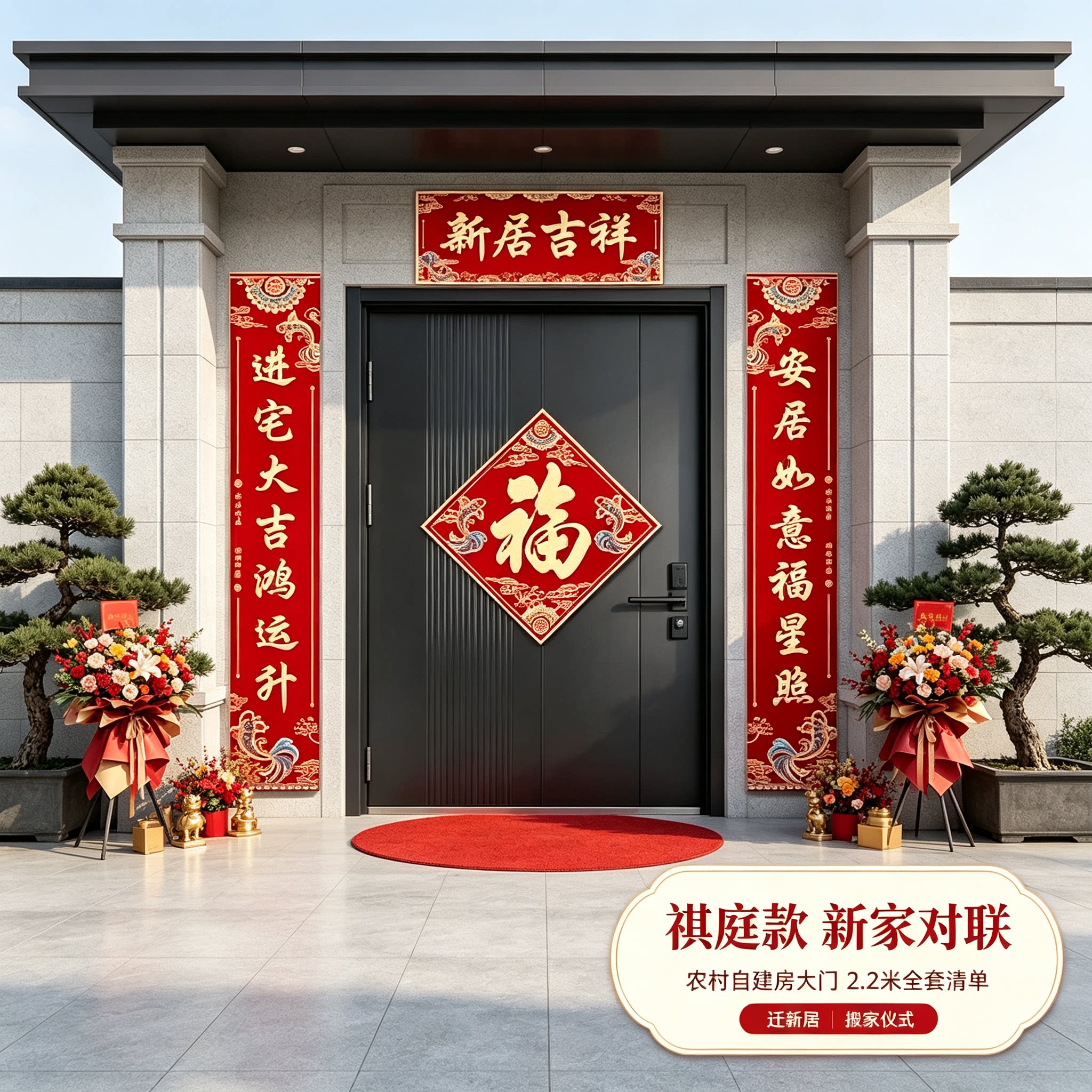 新家对联农村自建房大门2.2米全套清单迁新居搬家仪式装饰用品
