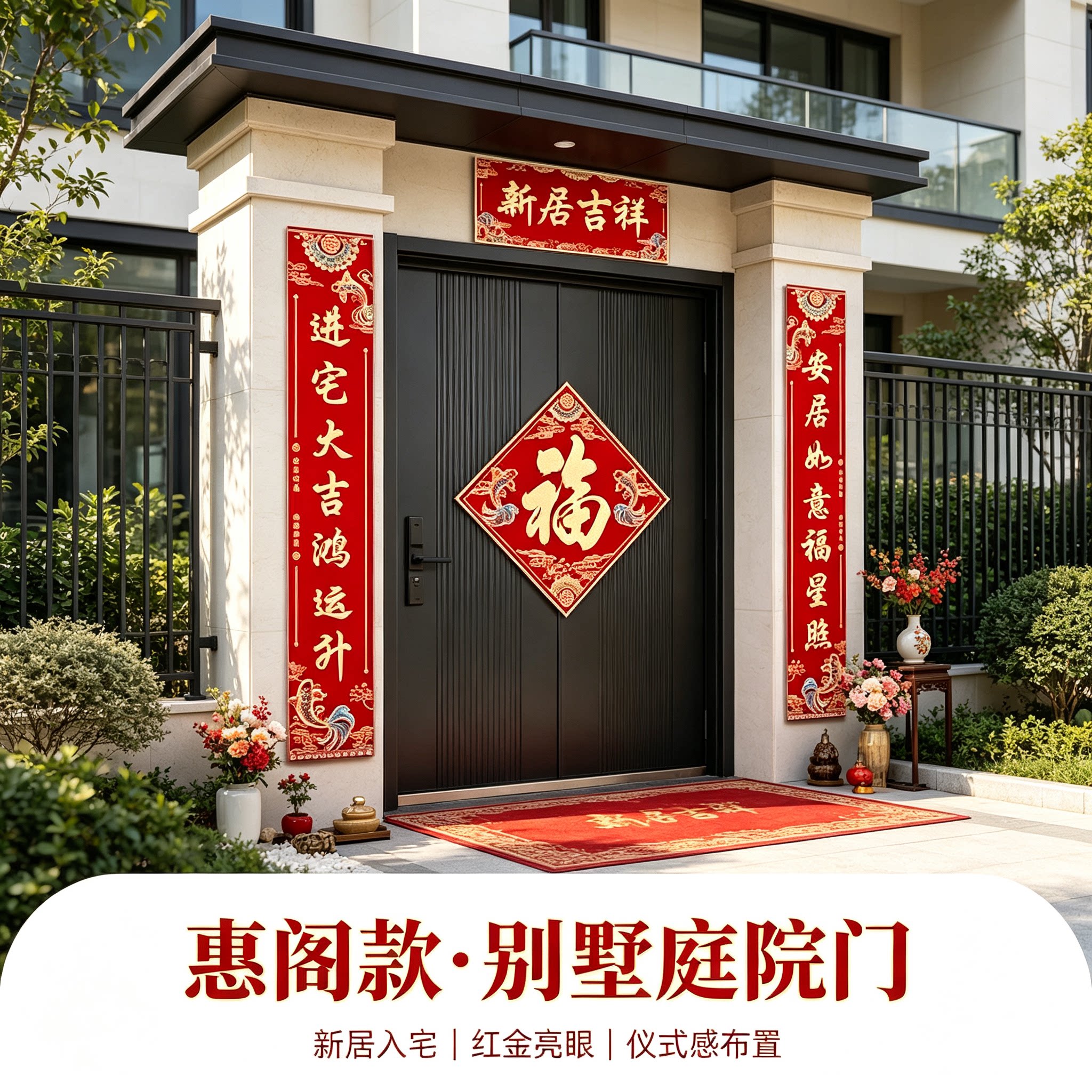 乔迁之喜入户门贴纸自粘防水大尺寸全套新房搬家入宅仪式装饰用品
