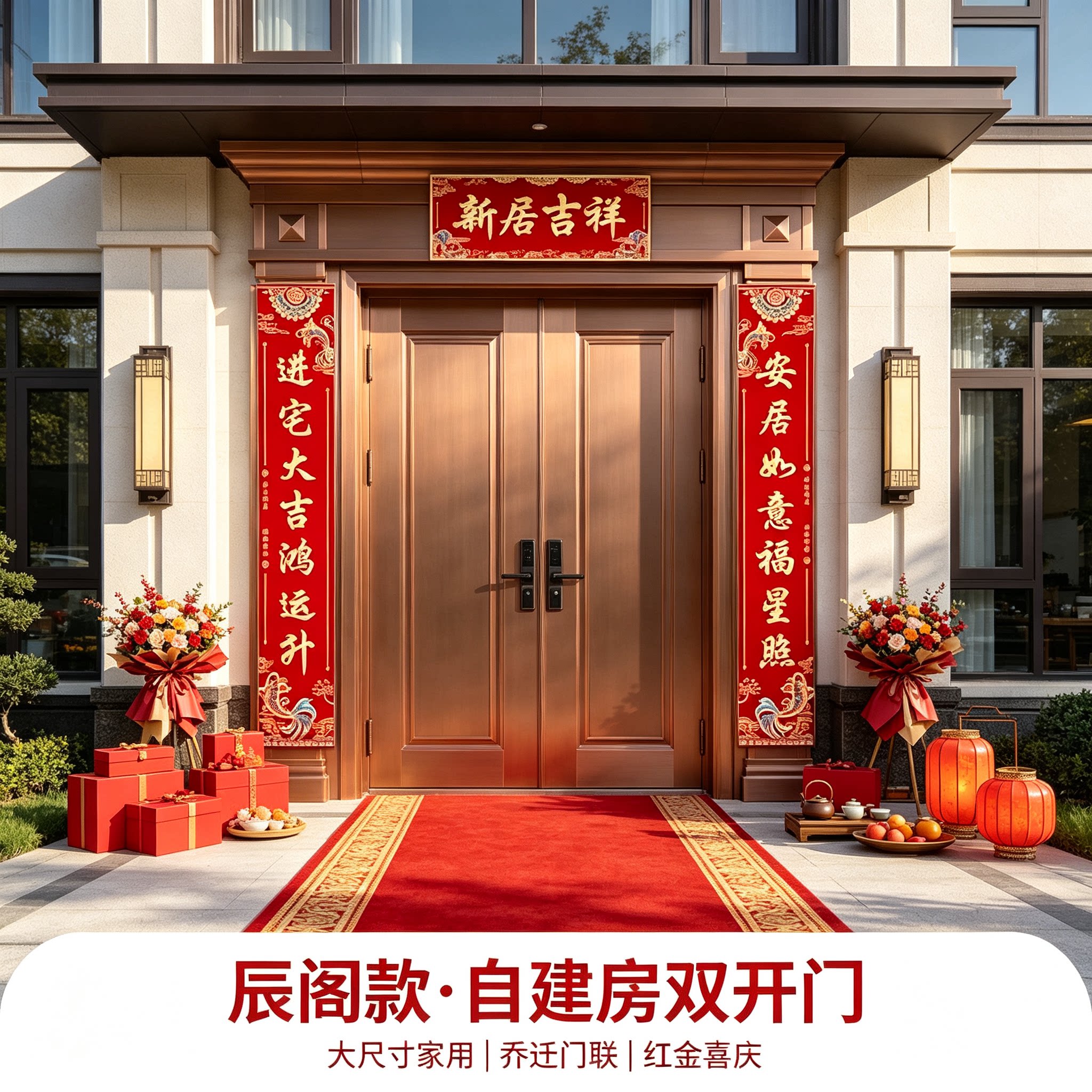 乔迁门联农村自建房别墅大门大尺寸家用新房搬家入宅装饰布置用品