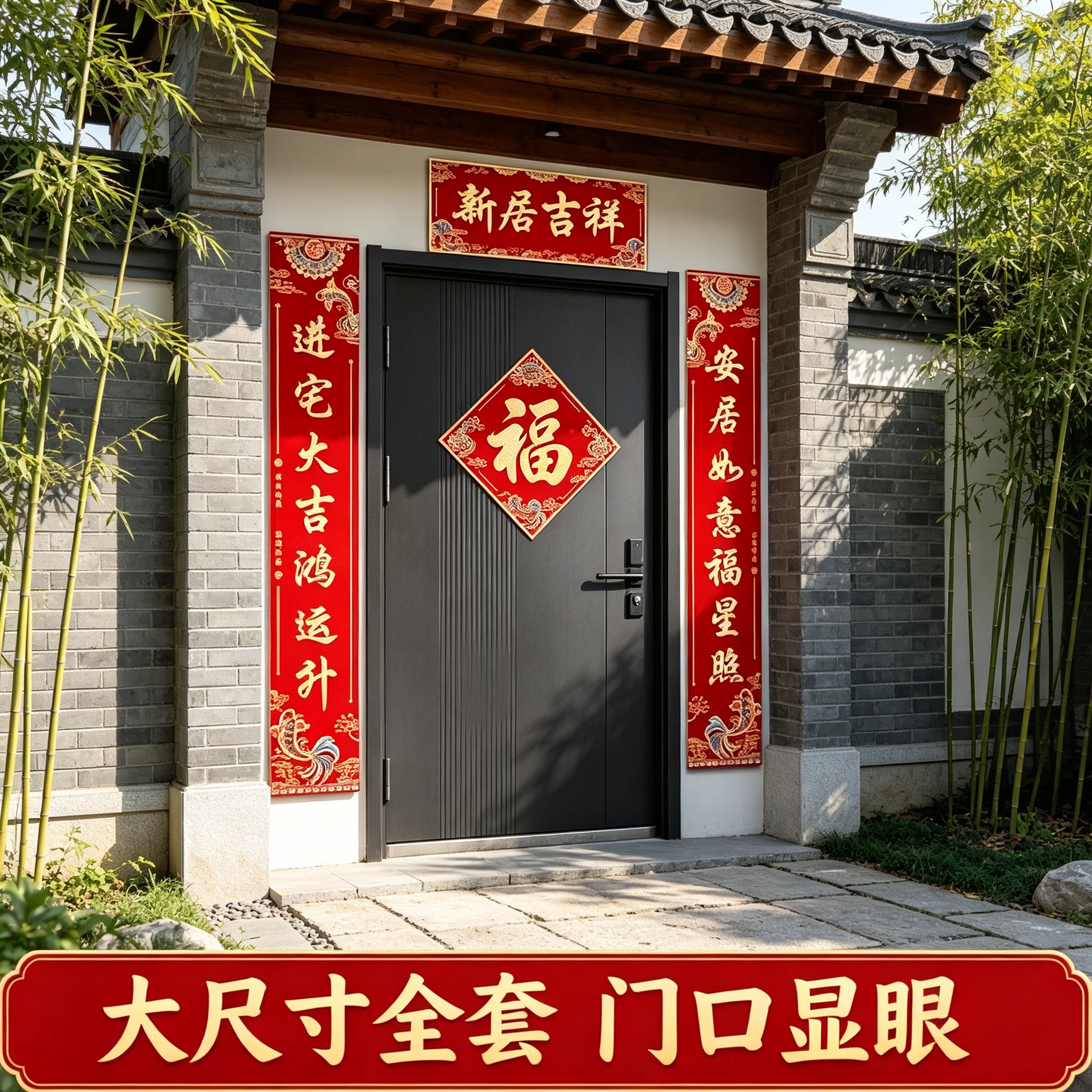 暖居如意入伙即贴对联入户门大尺寸全套新房搬家入宅仪式装饰用品