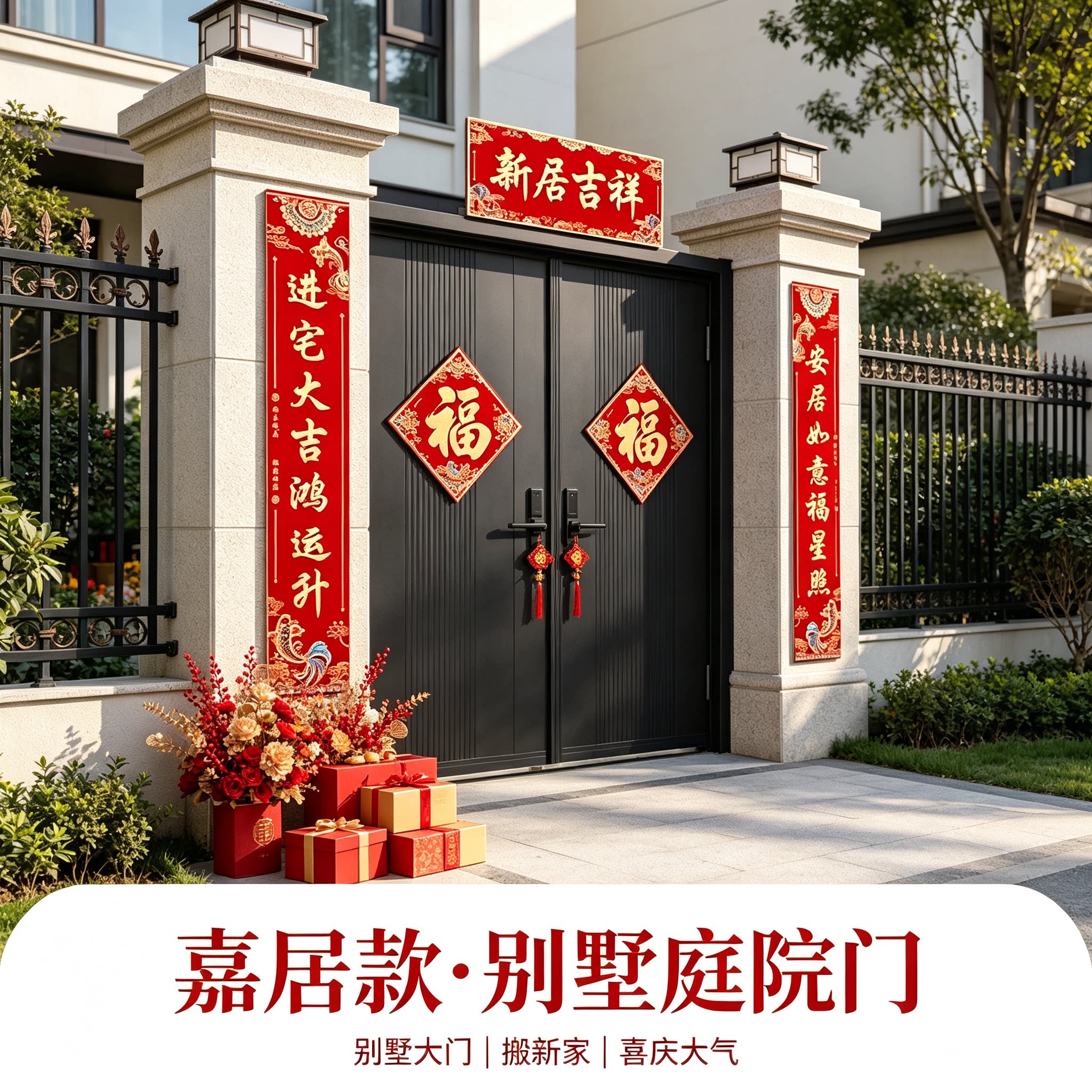 新居吉祥农村自建房别墅大门对联1.3米全套搬新家布置装饰用品