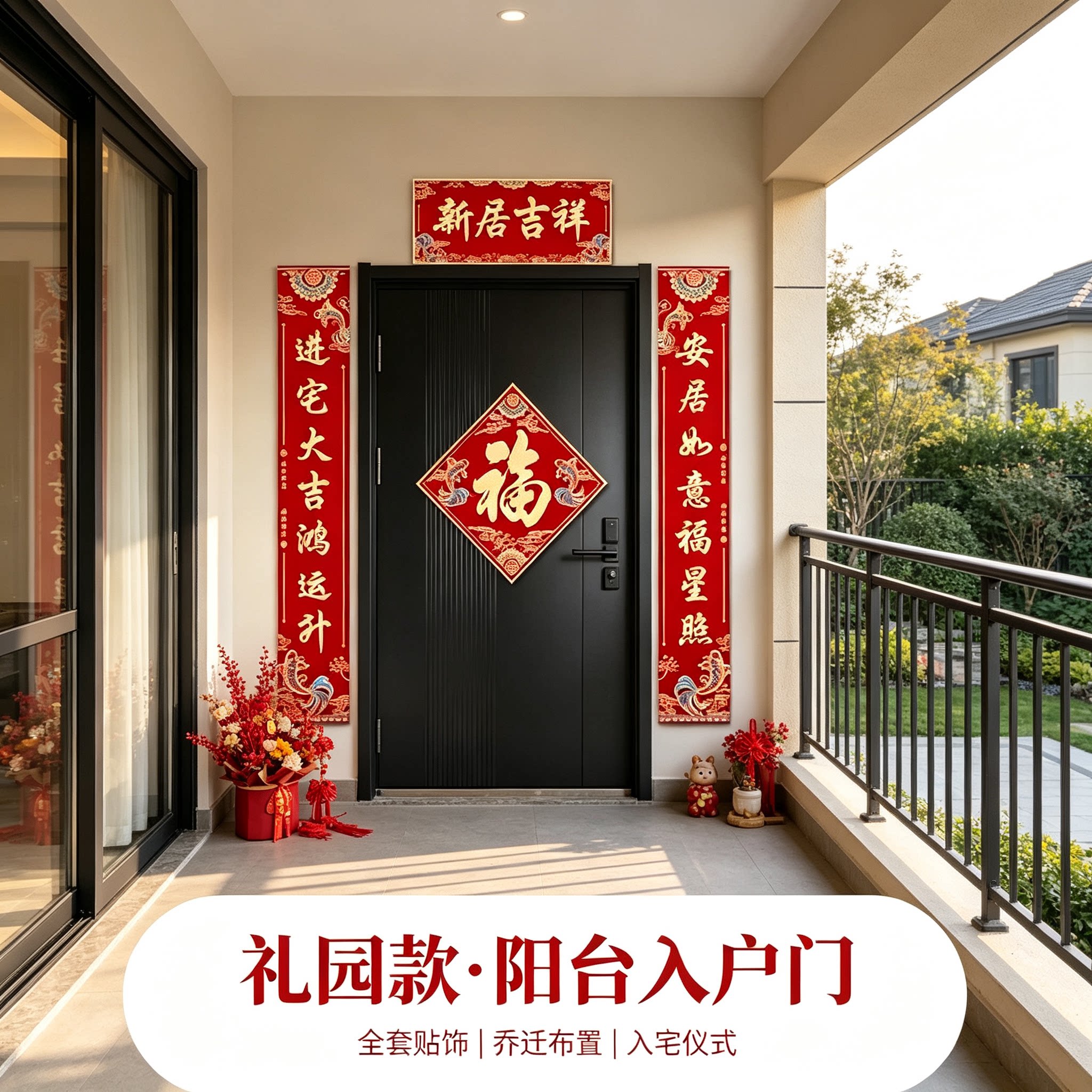 乔迁之喜农村自建房贴大门对联小尺寸全套新房入宅仪式布置装饰品