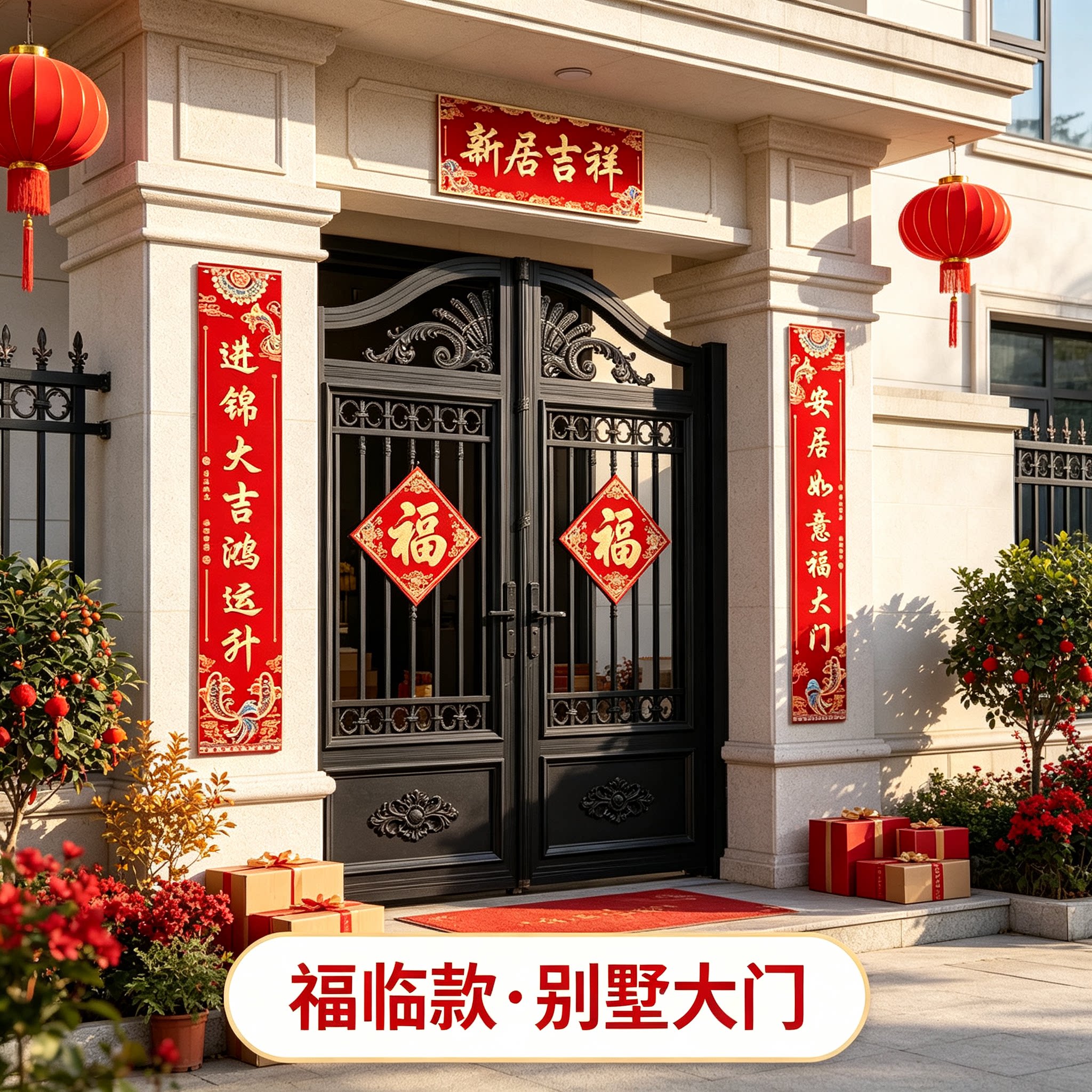 乔迁之喜农村自建房贴大门对联1.6米实用型搬新家入宅仪式门贴