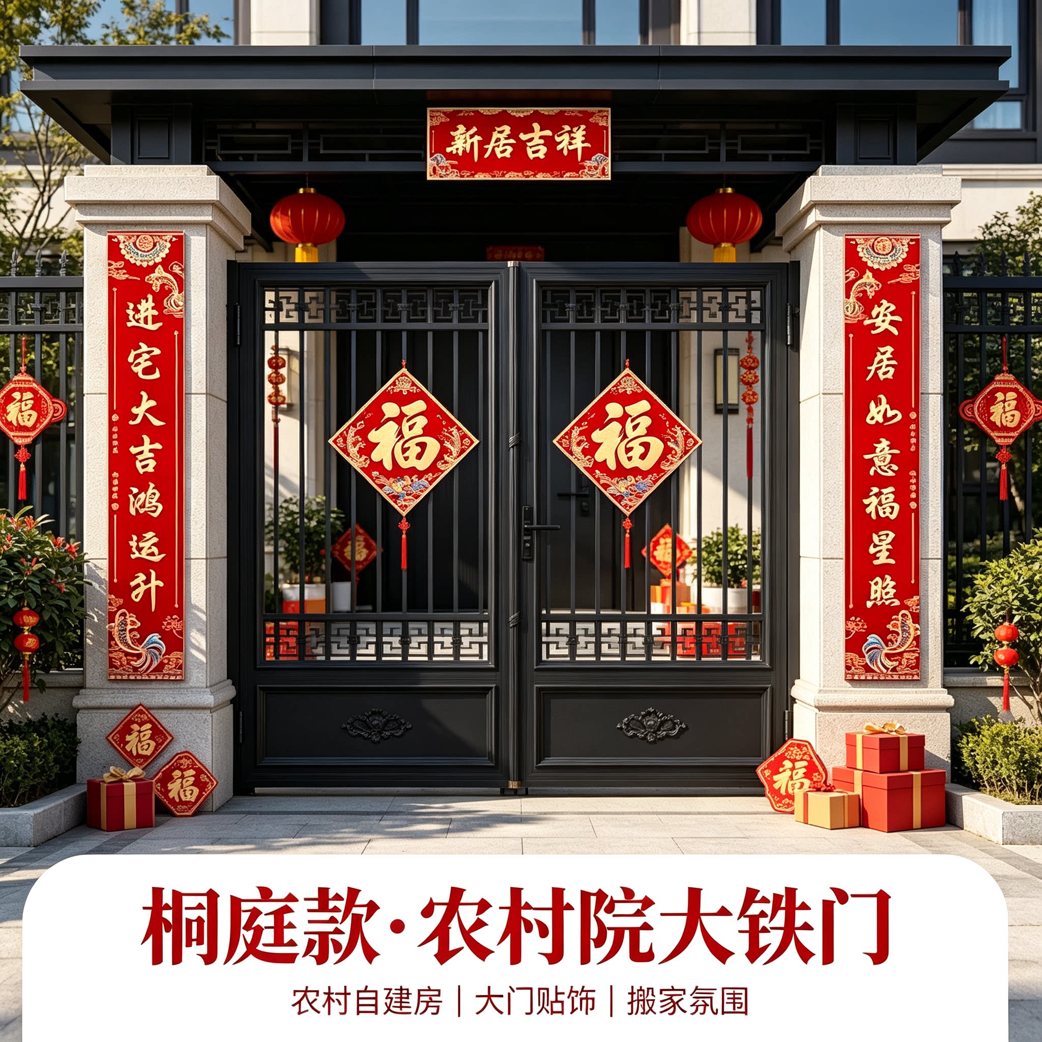 乔迁门联农村自建房大门1.3米一整套新房入宅搬家布置装饰用品