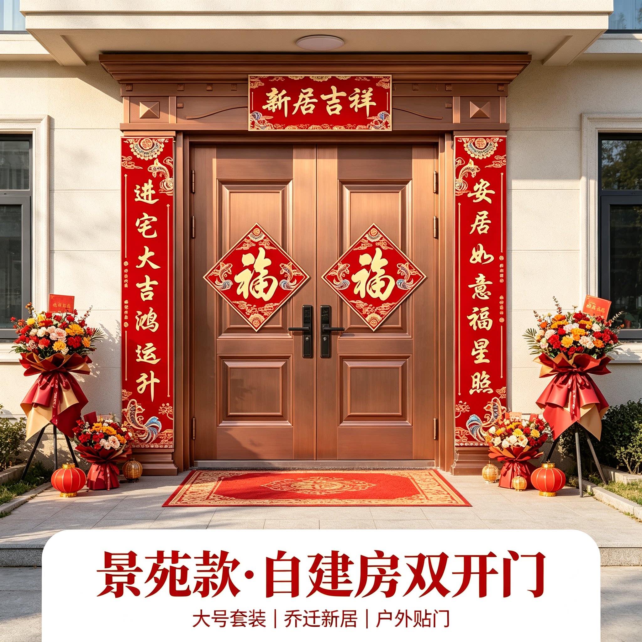 新房乔迁对联农村自建房入户门大号套装新居搬家入宅仪式布置用品